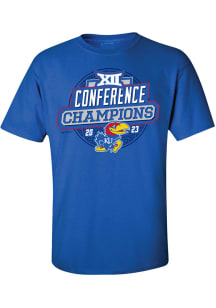 Rally Kansas Jayhawks Blue 2023 Big 12 Champions Titles Short Sleeve T Shirt