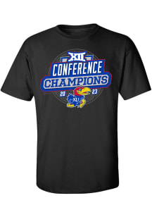 Rally Kansas Jayhawks Black 2023 Big 12 Champions Titles Short Sleeve T Shirt