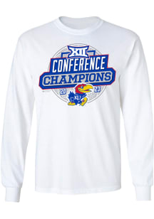 Rally Kansas Jayhawks White 2023 Big 12 Champions Titles Long Sleeve T Shirt