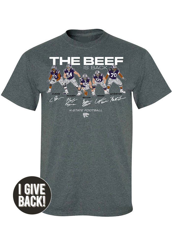 K-State Wildcats Charcoal Football Beef Is Back Short Sleeve Player T Shirt