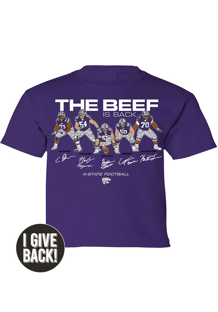 K-State Wildcats Youth Purple Football Beef Is Back Player Tee
