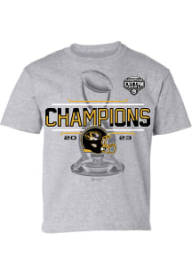 Missouri Tigers Youth Grey 2023 Cotton Bowl Champions Locker Room Short Sleeve T-Shirt