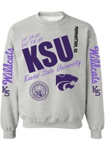 K-State Wildcats Womens Grey Throwback Crew Sweatshirt