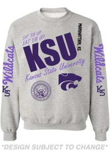 K-State Wildcats Unisex Grey Throwback Crew Sweatshirt