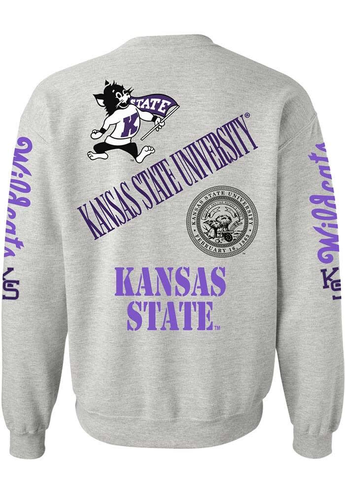 Unisex Grey K-State Wildcats Throwback Long Sleeve Crew