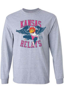 Kansas Jayhawks Grey Kansas Relays Poster Long Sleeve Fashion T Shirt