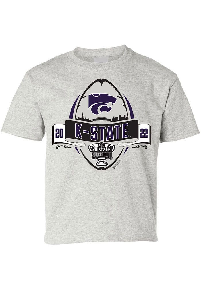 K-State Wildcats Youth Grey 2022 Sugar Bowl Bound Short Sleeve T-Shirt