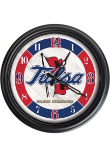 Black Tulsa Golden Hurricane Outdoor LED Wall Clock