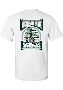 Michigan State Spartans Youth White Sparty Playing Football Short Sleeve T-Shirt