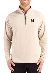 Mens Michigan Wolverines Brown Cutter and Buck Vault Adapt Eco Knit Qtr Zip Pullover