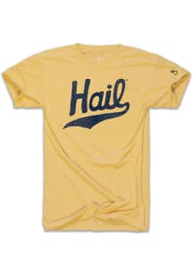 The Mitten State Michigan Wolverines Yellow Vintage Hail Short Sleeve Fashion T Shirt