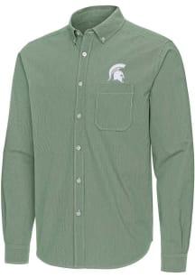 Mens Michigan State Spartans Green Antigua Porter Long Sleeve Dress Shirt