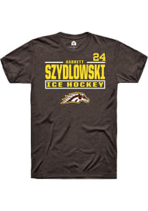 Garrett Szydlowski Rally Mens Brown Western Michigan Broncos NIL Stacked Box Player T Shirt