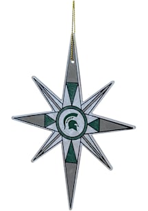 Michigan State Spartans Art Glass Snowflake Ornament - Green