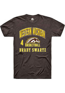 Brady Swartz Rally Mens Brown Western Michigan Broncos NIL Arch Logo Player T Shirt
