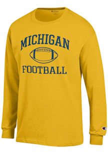 Champion Michigan Wolverines Yellow Football Jersey Long Sleeve T Shirt