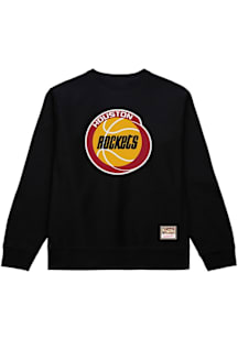 Mitchell and Ness Houston Rockets Mens Black 1972 Logo Long Sleeve Crew Sweatshirt