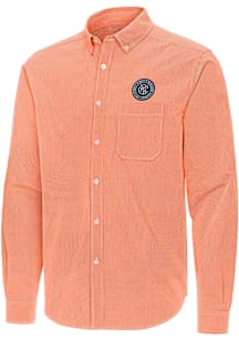 Antigua New York City FC Mens Orange Porter Long Sleeve Dress Shirt
