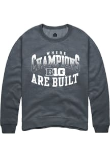 Mens Big Ten Grey Rally Champs Arch Crew Sweatshirt