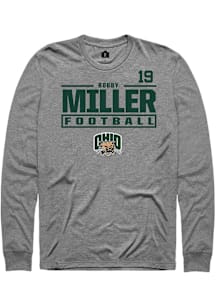 Bobby Miller Ohio Bobcats Graphite Football NIL Stacked Box Long Sleeve Player T Shirt