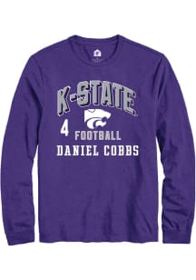 Daniel Cobbs Mens Purple K-State Wildcats NIL Arch Logo Long Sleeve Player T Shirt