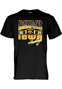 Blue 84 Iowa Hawkeyes Black 2025 Reliaquest Bowl Champions Short Sleeve T Shirt