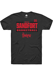 Pryce Sandfort Nebraska Cornhuskers Black NIL Stacked Box Short Sleeve Player T Shirt