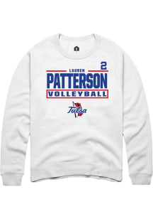 Lauren Patterson Rally Mens White Tulsa Golden Hurricane NIL Stacked Box Player Crew