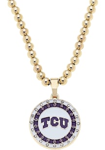 TCU Horned Frogs Pave Disc Necklace