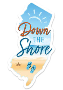 New Jersey Down the Shore State Shape Stickers - White