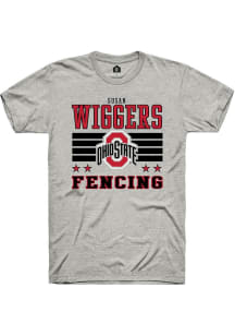 Susan Wiggers Rally Mens Ash Ohio State Buckeyes NIL Striped Player T Shirt