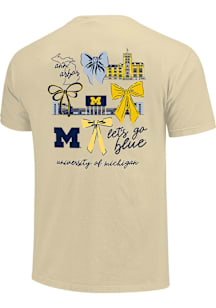 Michigan Wolverines Womens Yellow Coquette Campus Short Sleeve T-Shirt