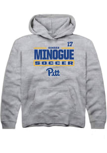 Hannah Minogue Rally Youth Grey Pitt Panthers NIL Stacked Box Long Sleeve Player Hoodie