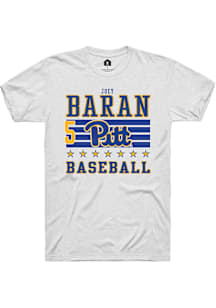 Joey Baran Rally Mens White Pitt Panthers NIL Striped Player T Shirt