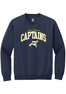 Summit Sportswear Lake County Captains Mens Navy Blue Arch Mascot LS Long Sleeve Crew Sweatshirt