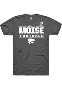 Adonis Moise Rally Mens Dark Grey K-State Wildcats NIL Stacked Box Player T Shirt