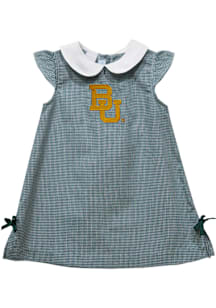 Vive La Fete Baylor Bears Toddler Girls Green Gingham Short Sleeve Dress