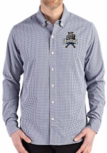 Cutter and Buck Utah State Aggies Mens Navy Blue Vault Gingham LS Woven Long Sleeve Dress Shirt