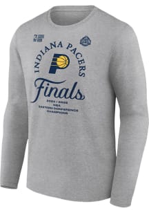 Indiana Pacers Grey 2025 Conference Champions Backcourt Violation Locker Room Long Sleeve T Shirt