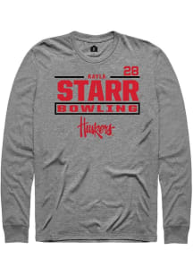 Kayla Starr Mens Graphite Nebraska Cornhuskers NIL Stacked Box Long Sleeve Player T Shirt