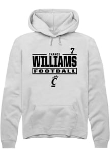 Chance Williams Rally Mens White Cincinnati Bearcats NIL Stacked Box Player Hood