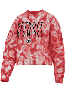 Detroit Red Wings Womens Red Tie Dye Crew Sweatshirt