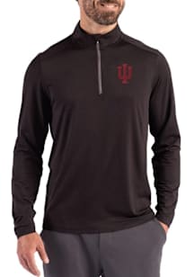 Cutter and Buck Indiana Hoosiers Mens Black Coastline Long Sleeve Qtr Zip Pullover