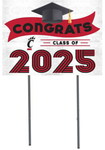 White Cincinnati Bearcats 18x24 Yard Sign with Stakes Class of 2025 Yard Sign