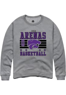 Izela Arenas Rally Mens Grey K-State Wildcats NIL Striped Player Crew