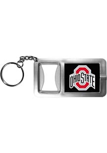 Silver Ohio State Buckeyes Flashlight Bottle Opener Keychain