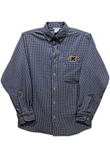 Vive La Fete Kent State Golden Flashes Baby Blue Gingham Long Sleeve Polo