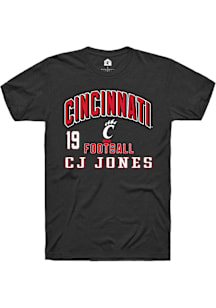 Cj Jones Cincinnati Bearcats Black Football NIL Arch Logo Short Sleeve Player T Shirt