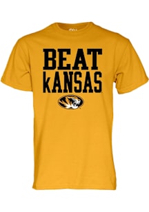 Blue 84 Missouri Tigers Gold Football Beat kansas Short Sleeve T Shirt