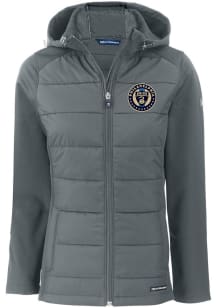 Cutter and Buck Philadelphia Union Womens Graphite Evoke Hood Heavy Weight Jacket